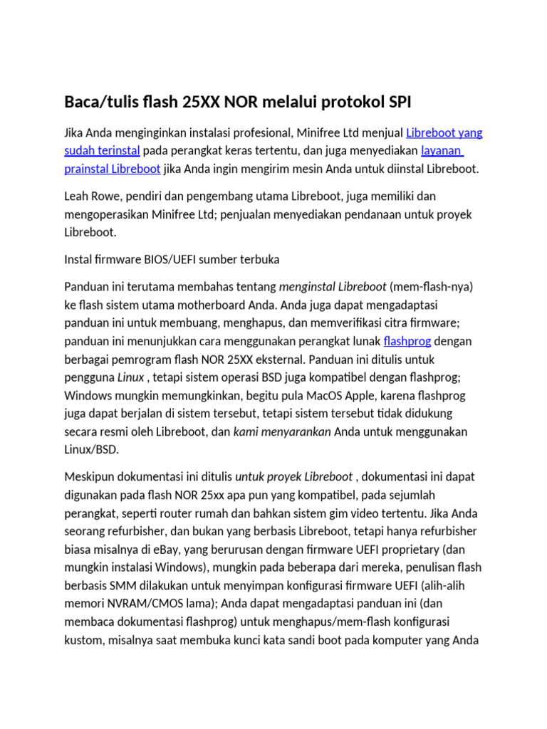 Baca Tulis Flash 25XX NOR Melalui Protokol SPI | PDF