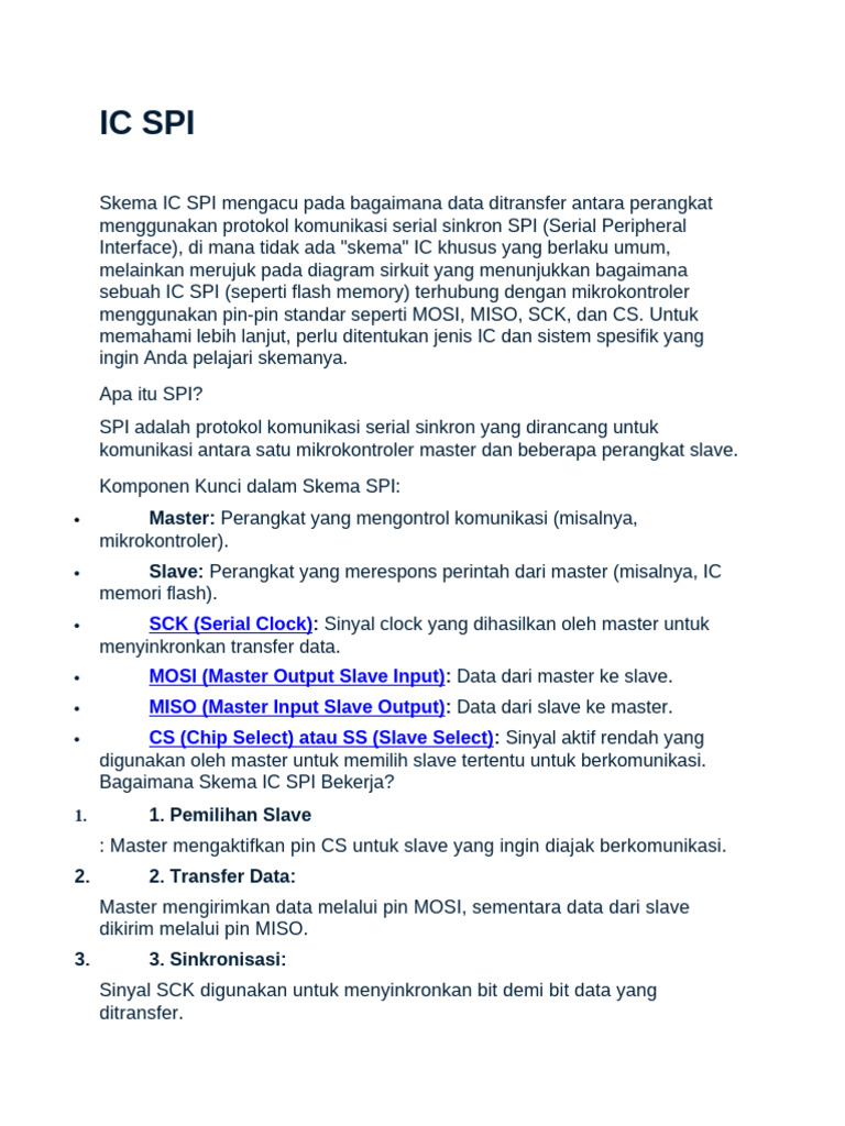 Skema Koneksi IC SPI dan Protokol | PDF