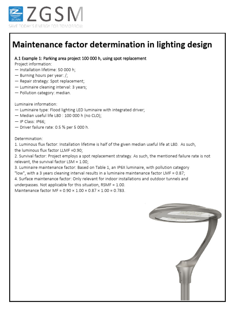 1682058218 Maintenance Factor Determination in Lighting Design | PDF ...