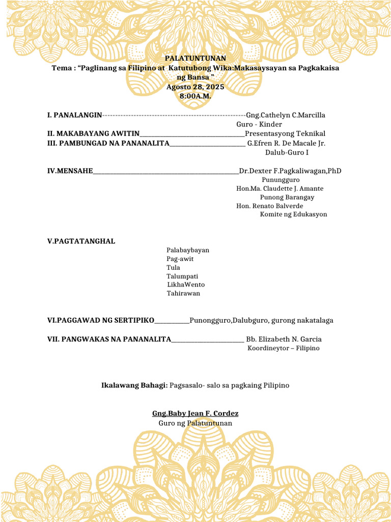 PALATUNTUNAN | PDF