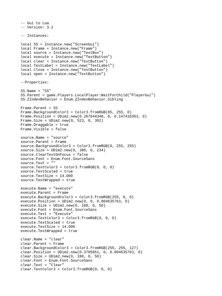 Roblox SS Executor GUI Script | PDF | Written Communication ...