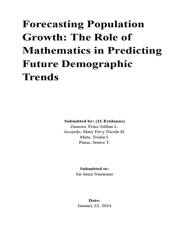 Population Growth Forecasting Using Mathematics | PDF | Population ...