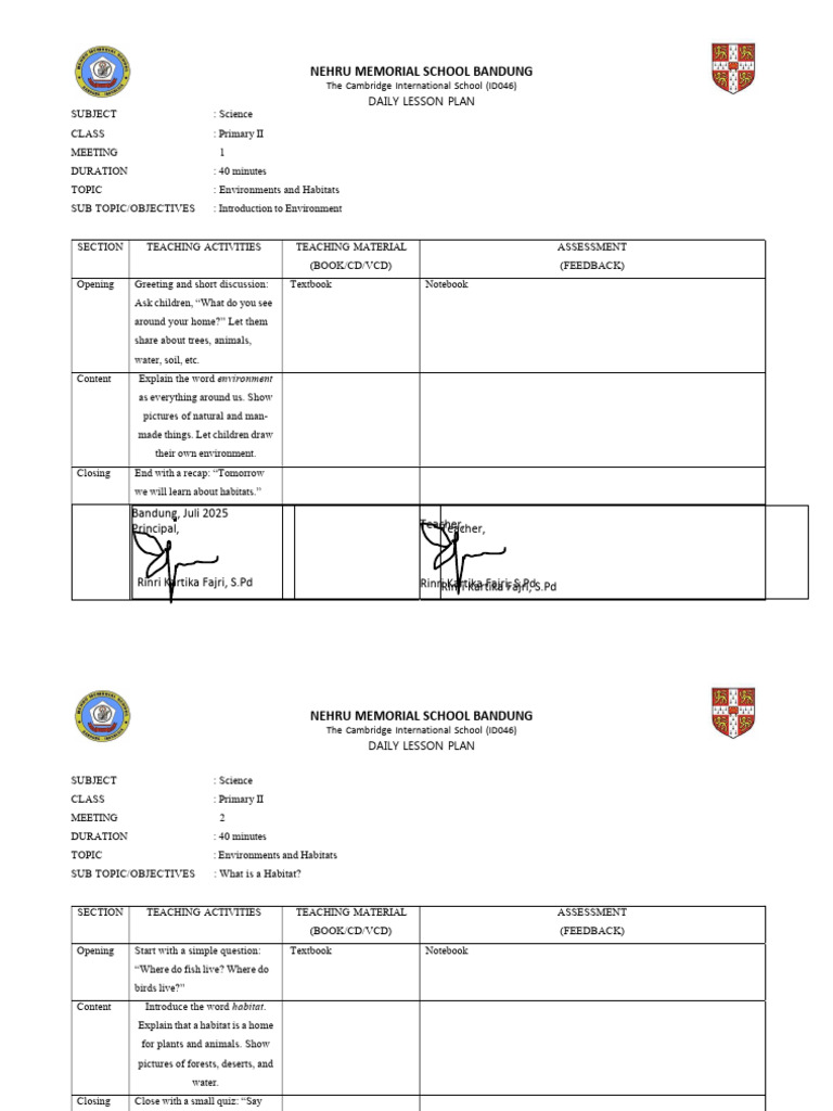 Primary II Science Lesson Plans | PDF | Lesson Plan | Teachers