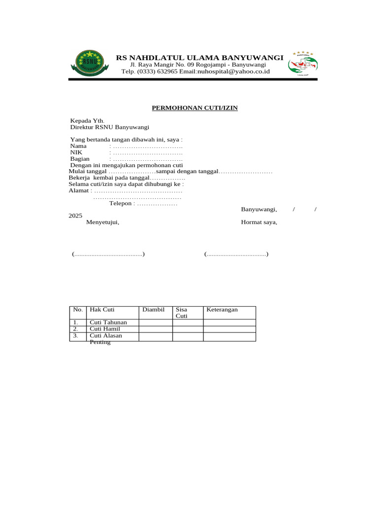 Lembar Surat Cuti Pdf