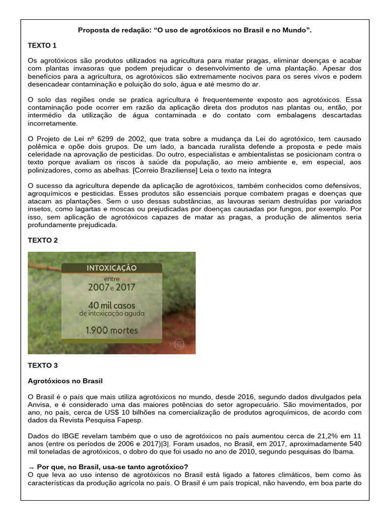 REDAÇÃO-04 - O Uso de Agrotóxicos - EM | PDF | Pesticida | Agricultura