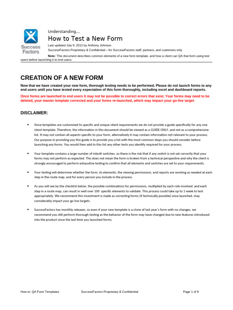 QA Guide for Form Template Testing | PDF | Computing