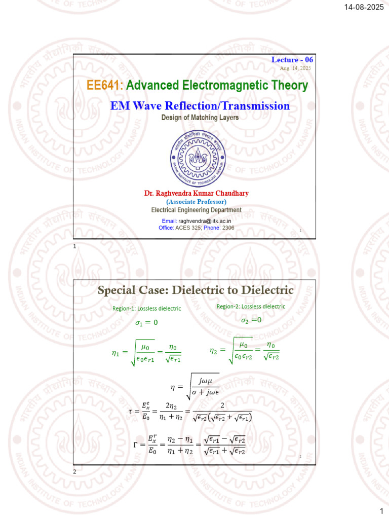 EM Wave Reflection and Transmission | PDF | Electromagnetic Radiation ...