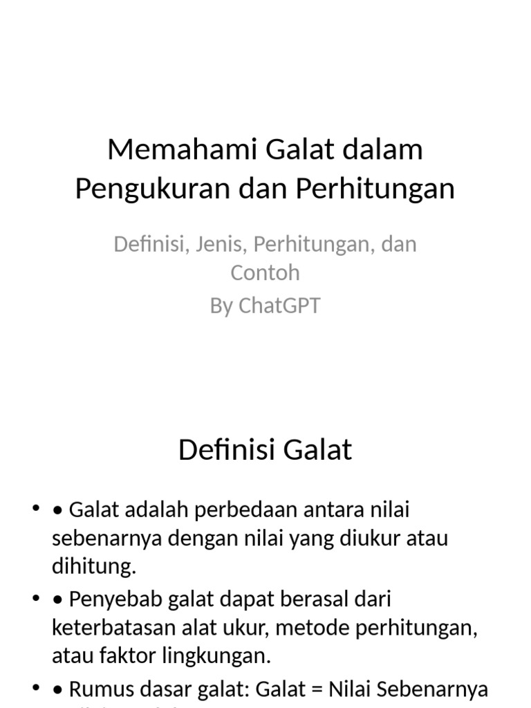 Memahami Galat dalam Pengukuran | PDF