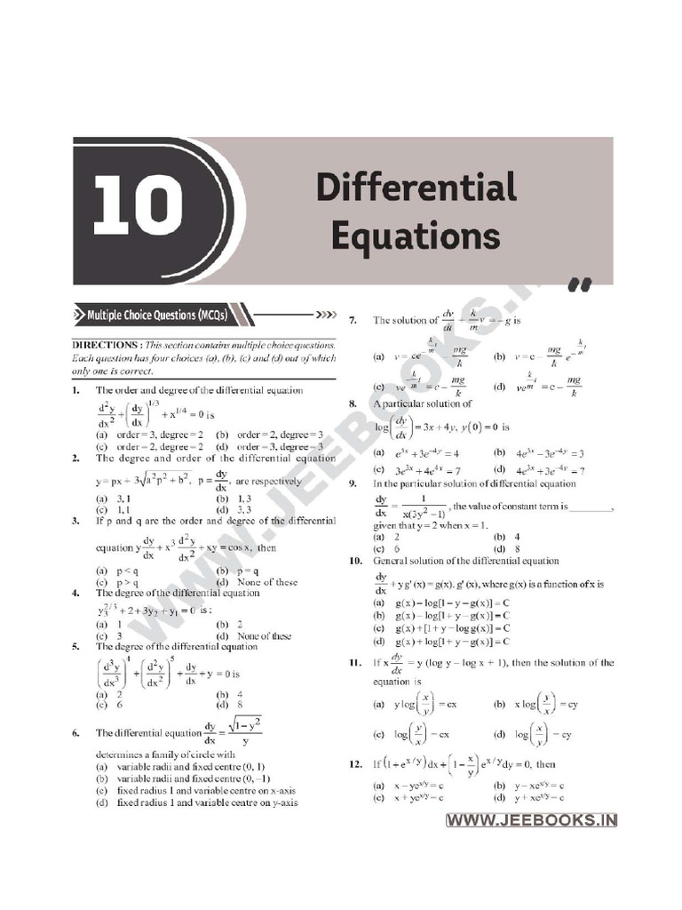CH 9 Class 12 Maths MCQ PDF | PDF