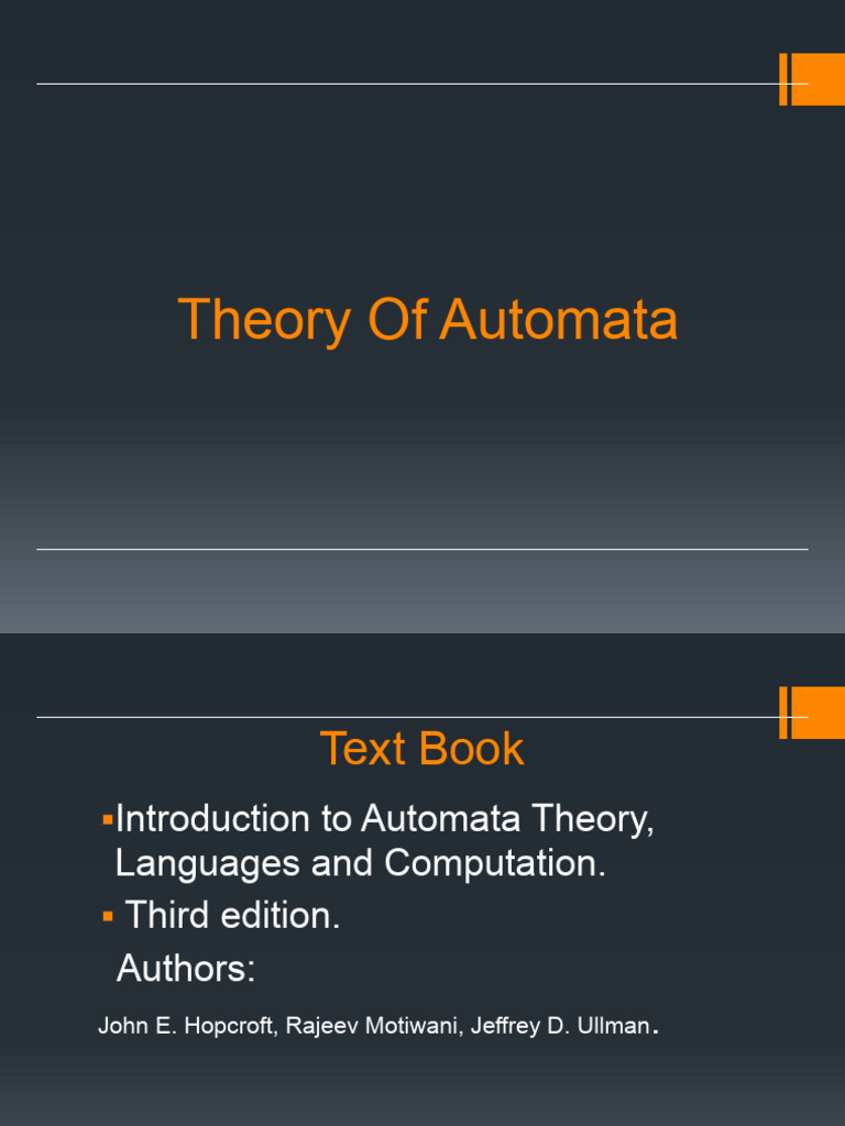 Introduction to Automata Theory | PDF | Automata Theory | Mathematical ...