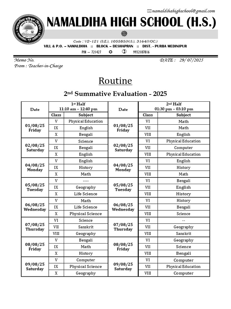 2nd Summative 2025 Schedule | PDF