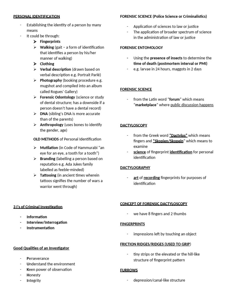 Personal Identification Methods Overview | PDF | Fingerprint | Forensic ...