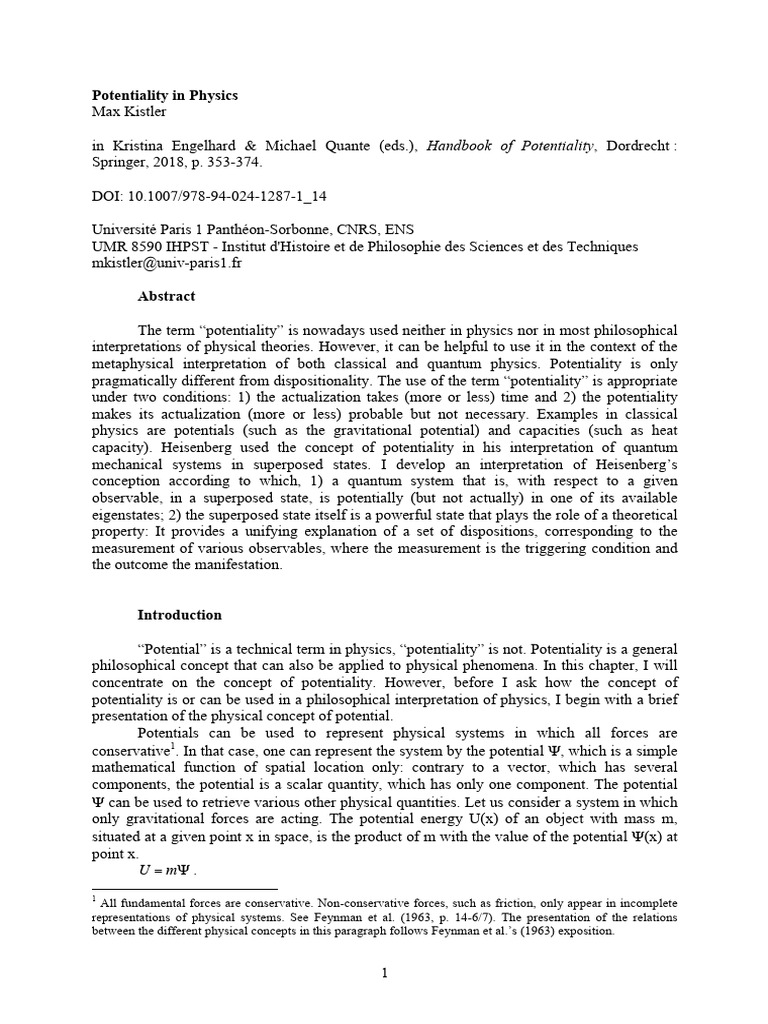 Understanding Potentiality in Physics | PDF | Force | Potential Energy