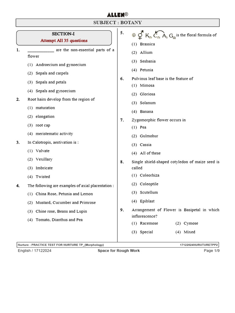 17122024nuruturetpp2 - Practice Test For Nurture TP - (Morphology ...