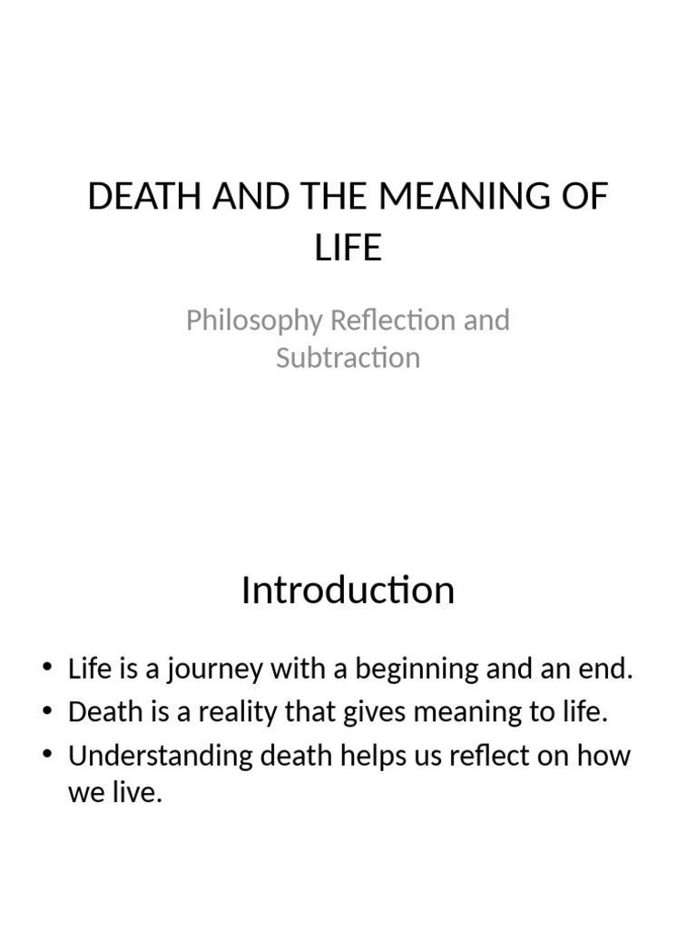 Death and Meaning of Life | PDF