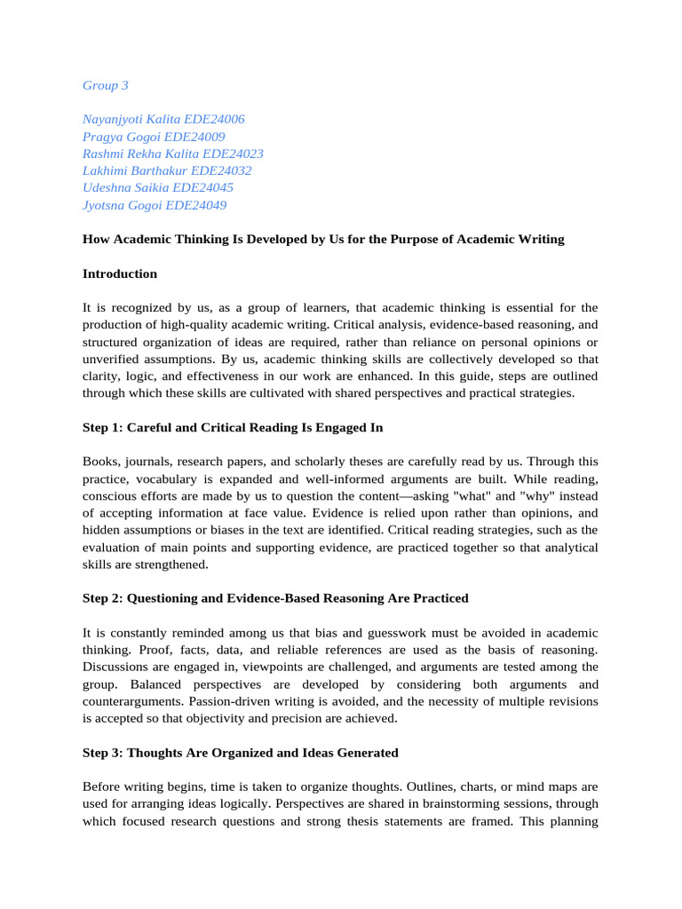 Developing Academic Thinking Skills | PDF | Thought | Human Communication