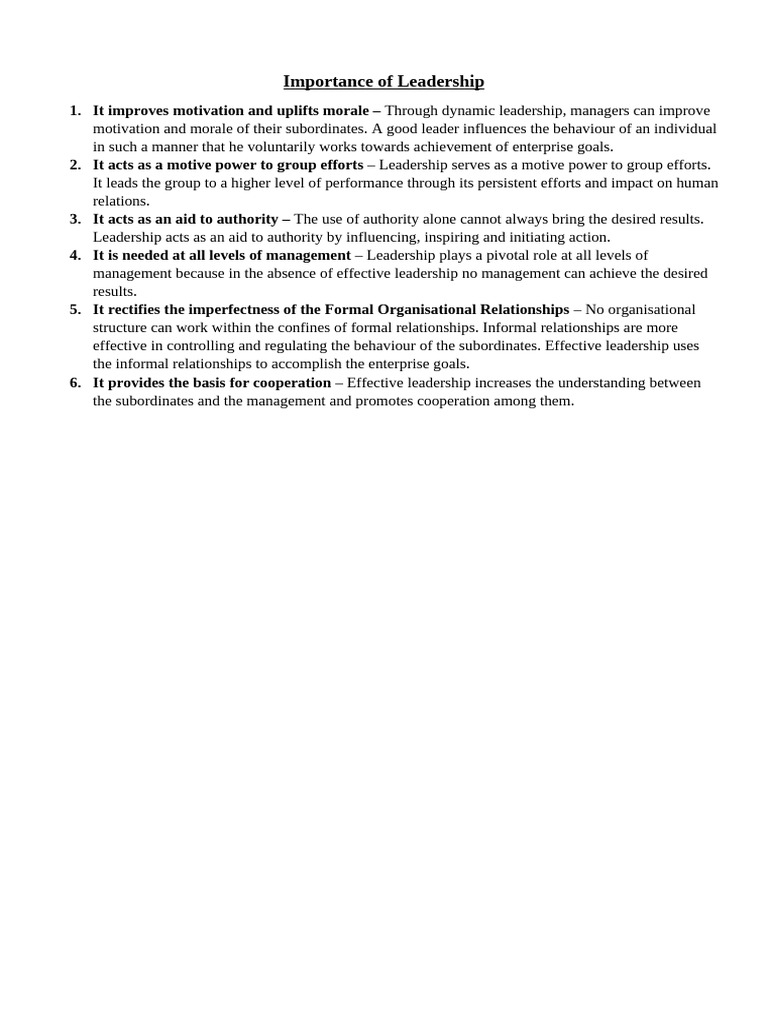 Importance of Leadership | PDF