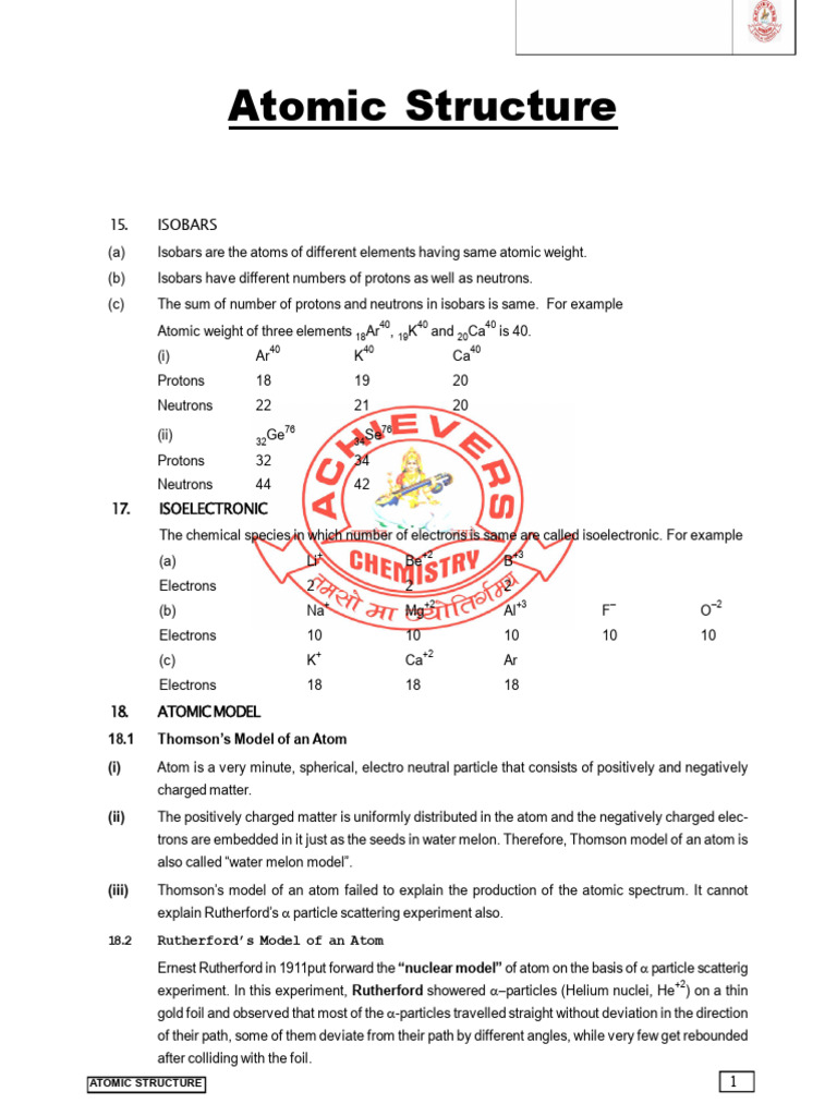 Understanding Atomic Structure Concepts | PDF | Emission Spectrum ...