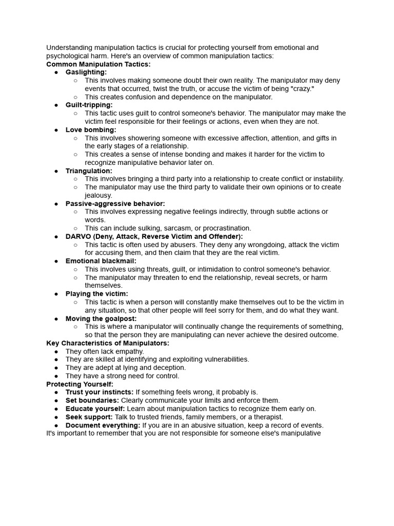 Recognizing Manipulation Tactics | PDF | Psychology | Emotions