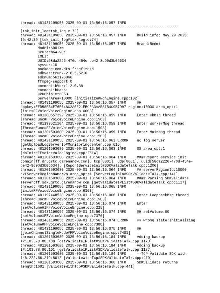 Redmi A001XM SDK Initialization Log | PDF | Data Transmission | Network ...