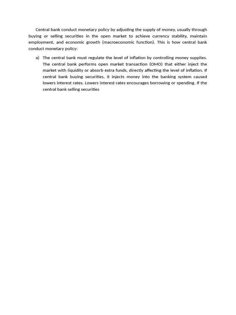 Central Bank Monetary Policy Explained | PDF