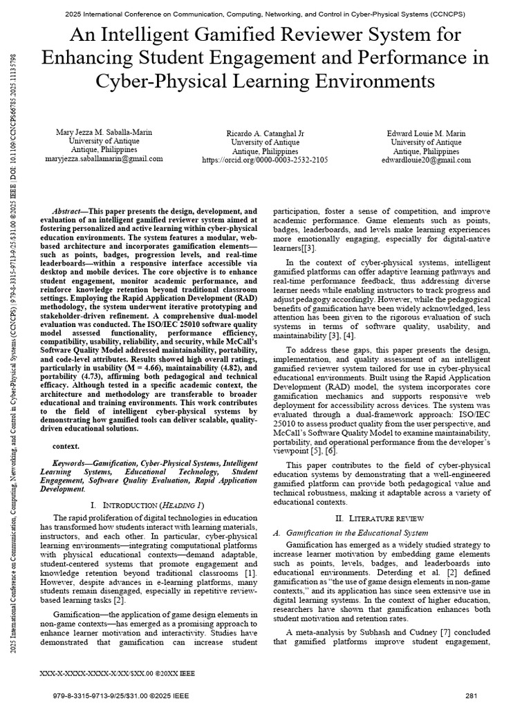 Intelligent Gamified Reviewer System | PDF | Software Quality | Usability