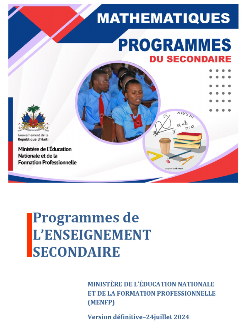 Programmes de Mathématiques au Secondaire | PDF | Apprentissage ...