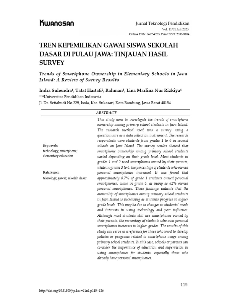 Smartphone Ownership Trends in Java Schools | PDF