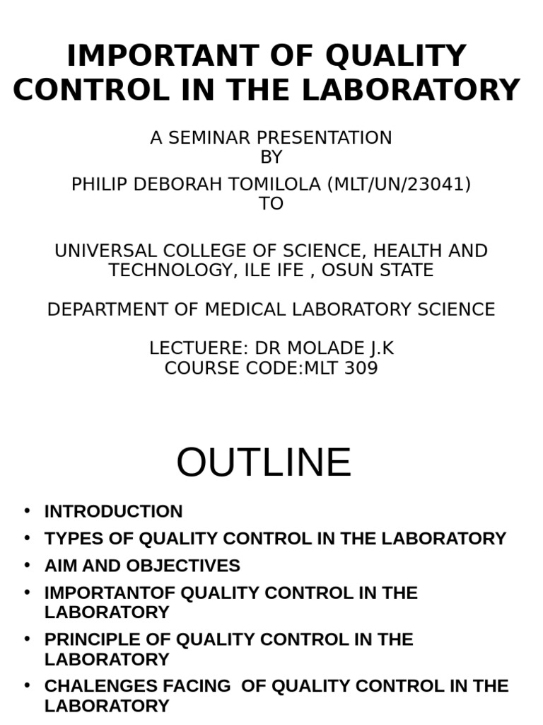 Importance of Quality Control in Labs | PDF | Medical Laboratory ...