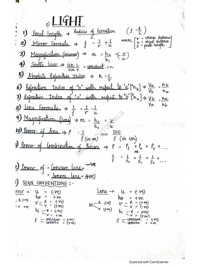 Phy Summary Sheet | PDF
