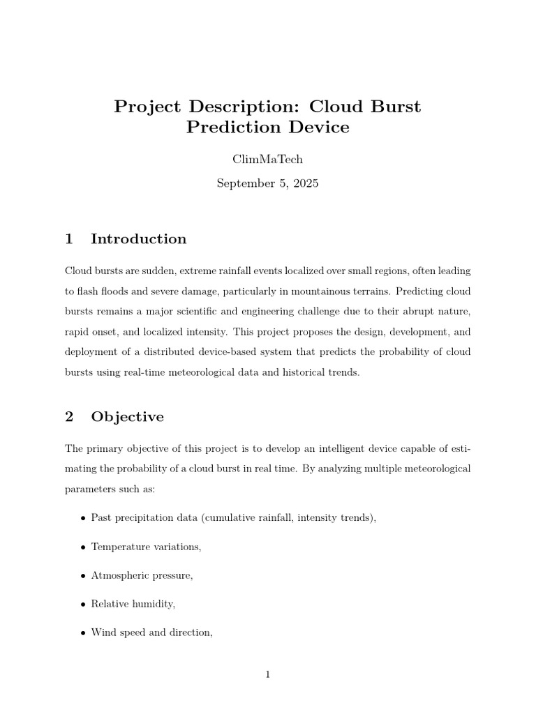 Cloud Burst Prediction System Overview | PDF | Meteorology | Machine ...