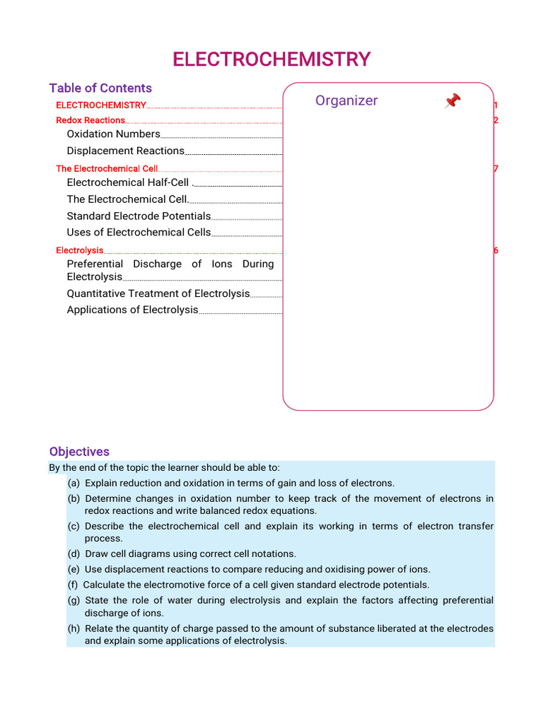Understanding Electrochemistry Concepts | PDF | Electrochemistry | Redox