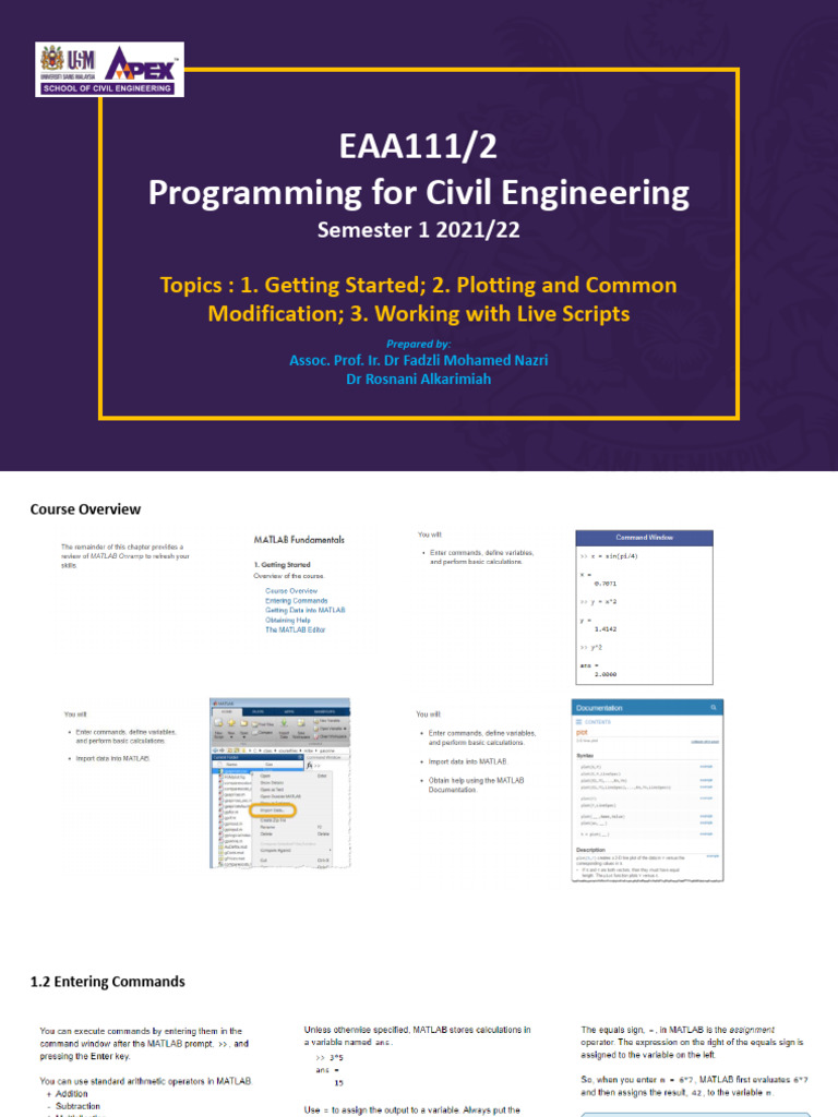 (EAA111) - Topic 1 - Getting Started - Plotting - Working With Live ...