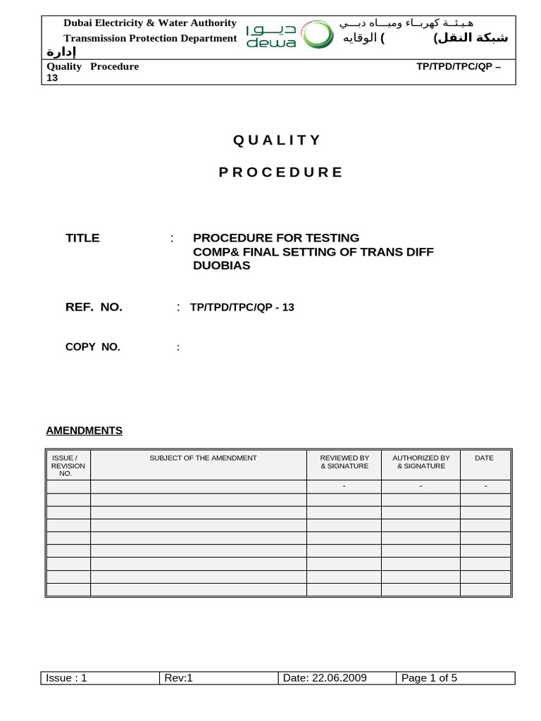 Transformer Differential Relay Testing Procedure | PDF | Relay ...