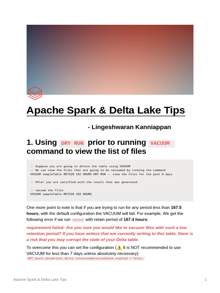 Spark & Delta Lake Optimization Tips | PDF | Cache (Computing) | Apache ...