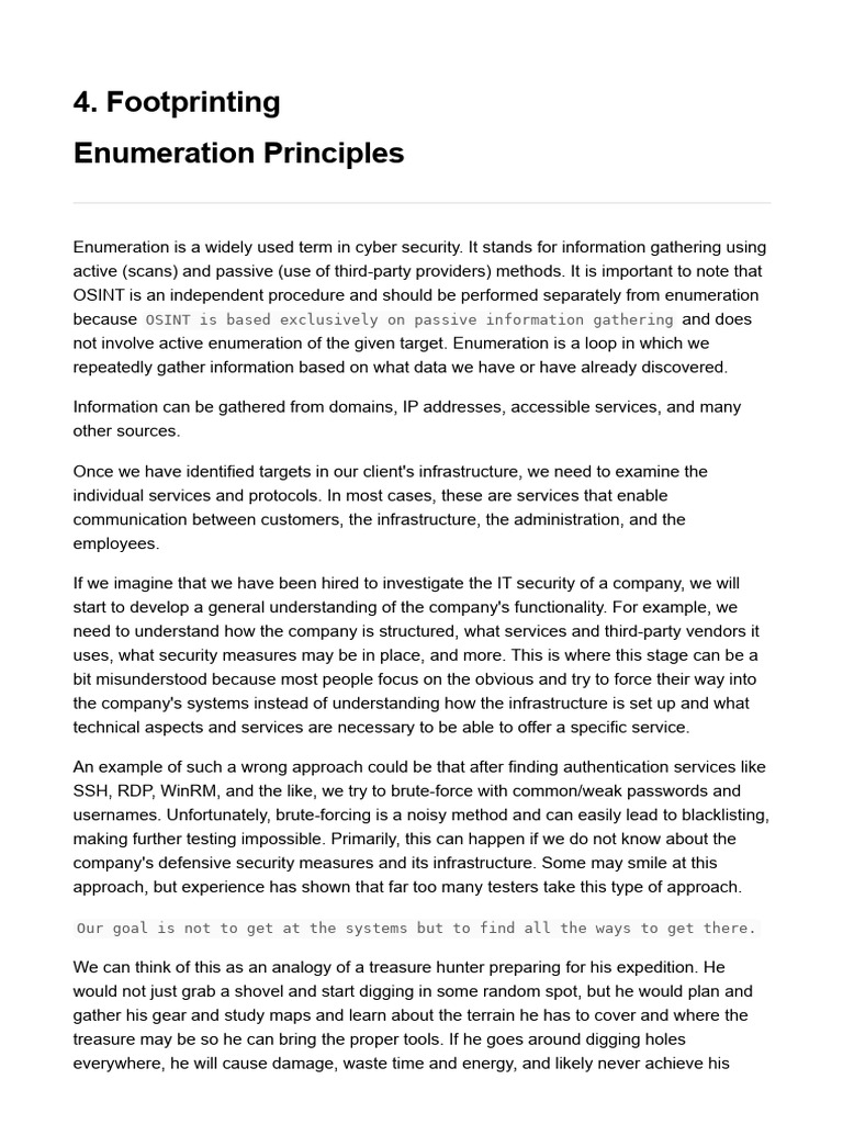 Enumeration Principles in Cybersecurity | PDF | Port (Computer ...