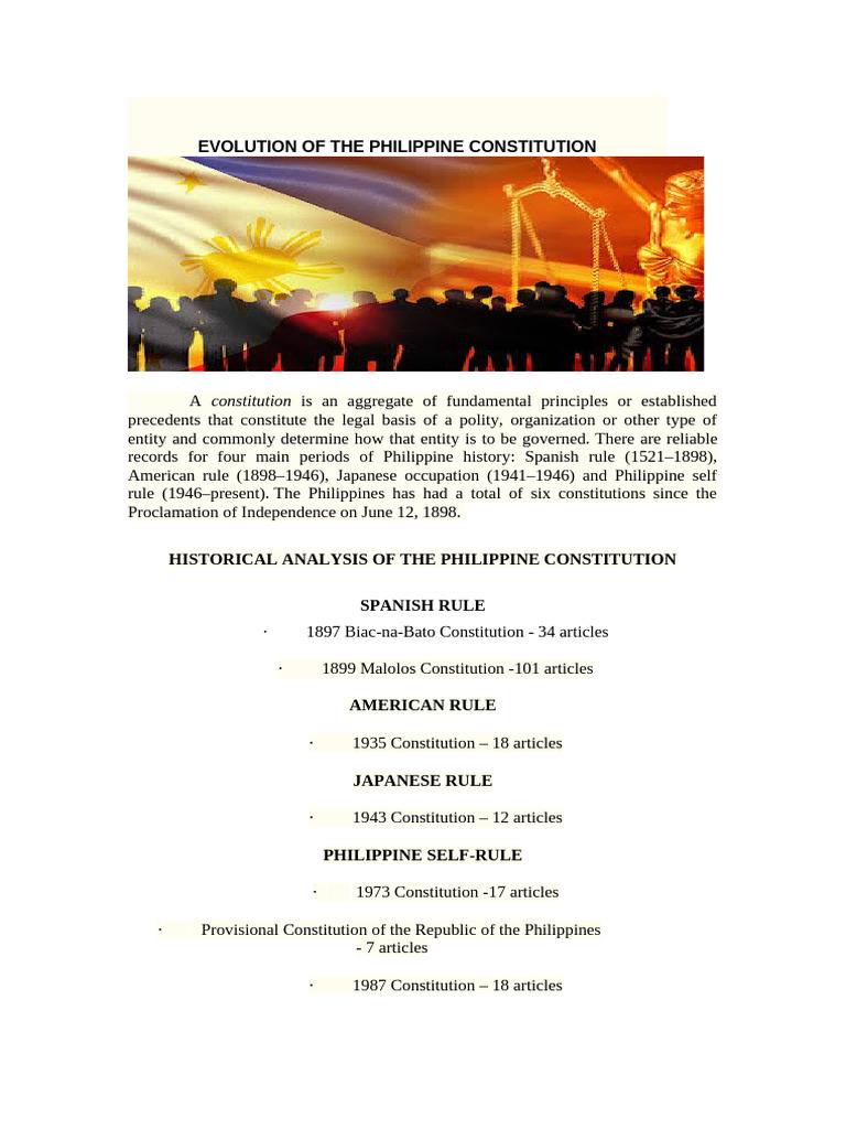 Philippine Constitution Evolution Overview | PDF | Taxes | Philippines