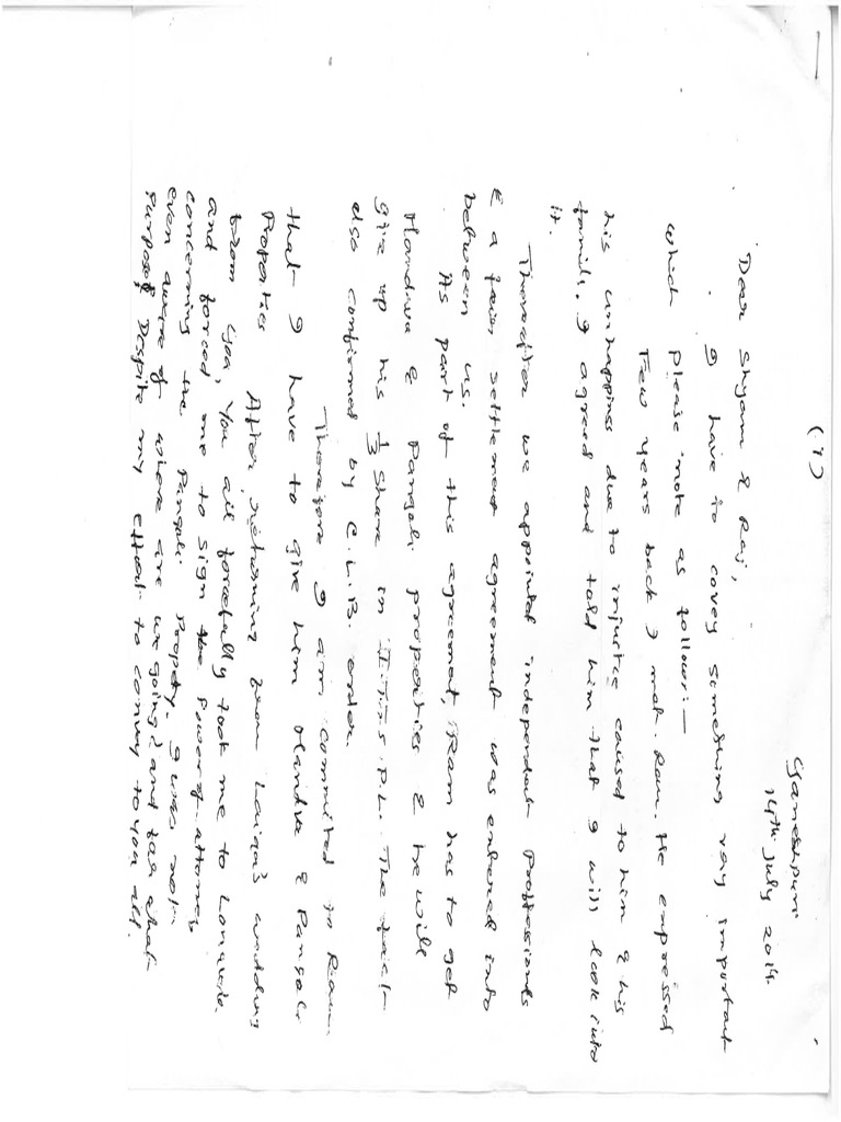 NVK Letter To Shyam and Raj | PDF