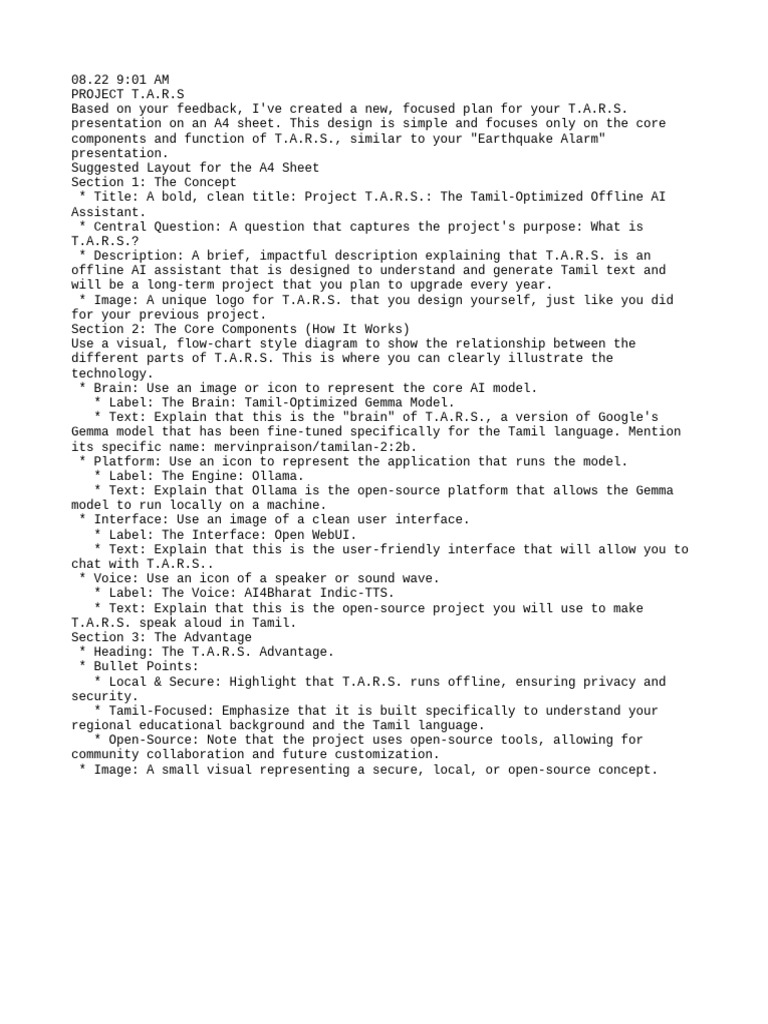 Project T.A.R.S | PDF