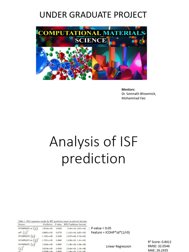 ISF Prediction Model Analysis and Feature Selection | PDF | Chemical ...
