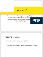 Chemical Reaction Engineering Lecture on Pseudo Steady State Hypothesis