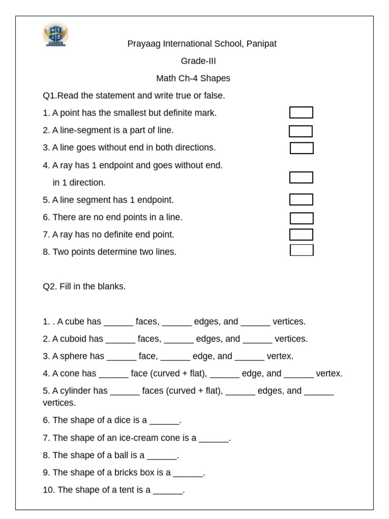 ch-4 Shapes Grade 3 | PDF