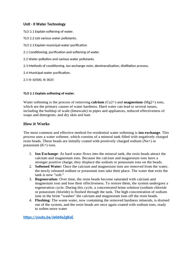 Water Treatment: Softening & Purification | PDF | Water Purification ...