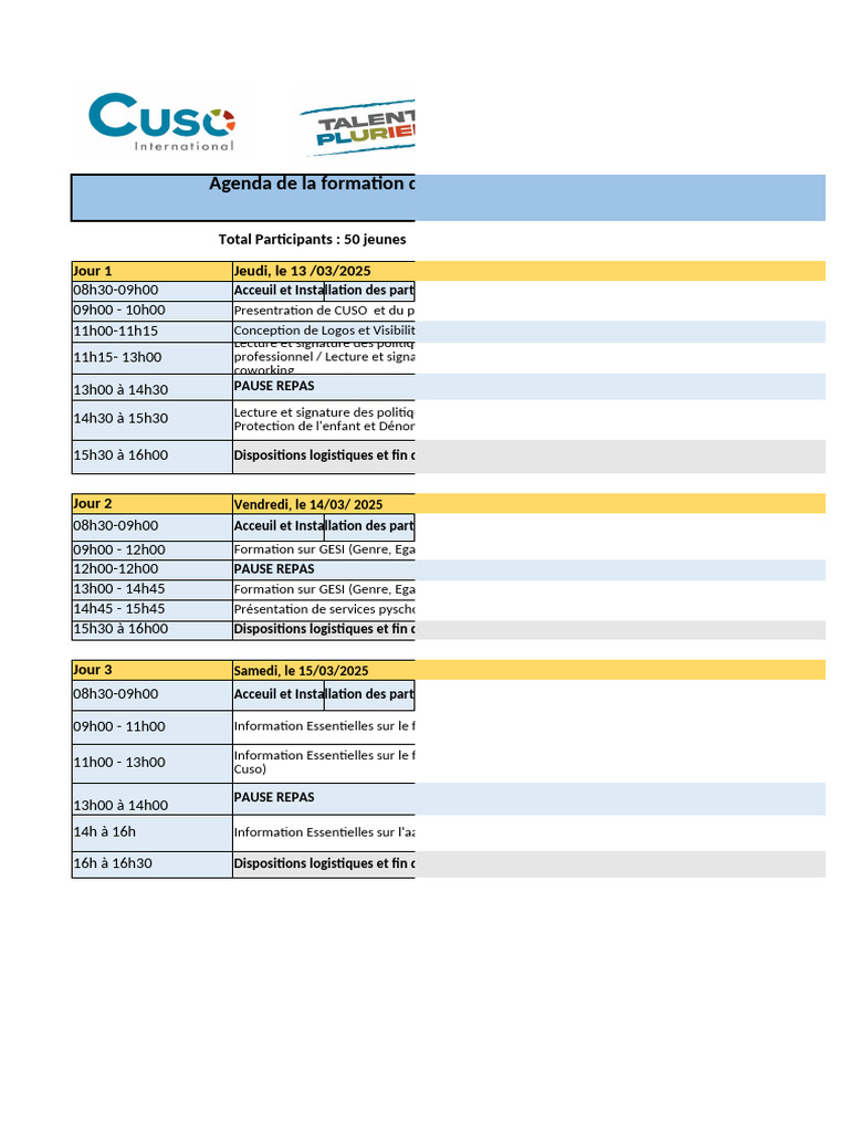 Agenda de formation CUSO 2025 | PDF | Commercialisation | Environnement ...