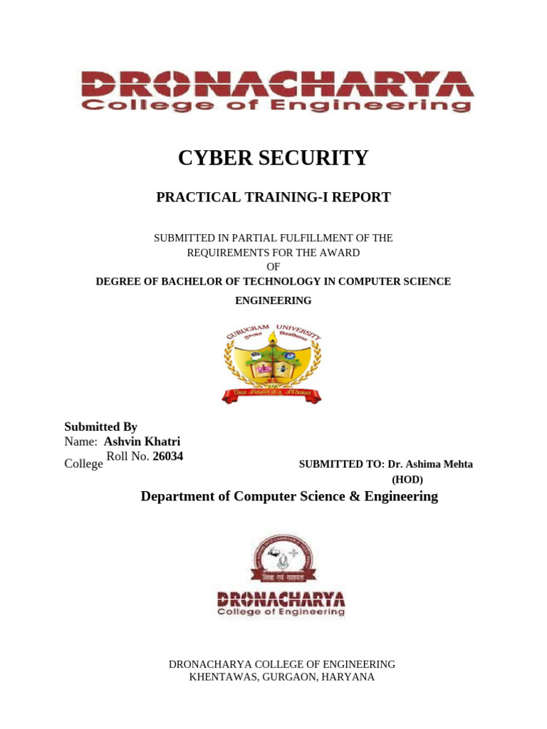 Cyber Security Training Report | PDF | Security | Computer Security