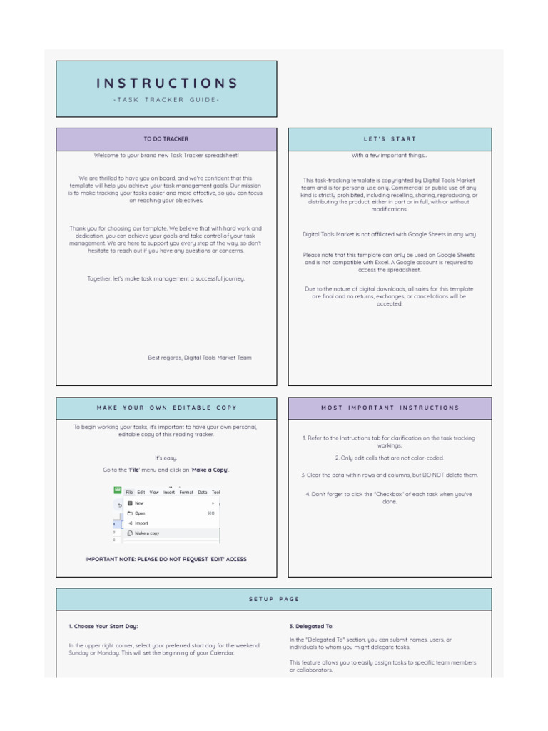 Google Sheets Task Tracker Template | PDF | Microsoft Excel | Computing