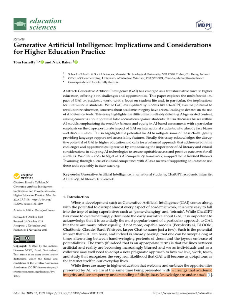GAI's Impact on Higher Education Equity | PDF | Artificial Intelligence ...
