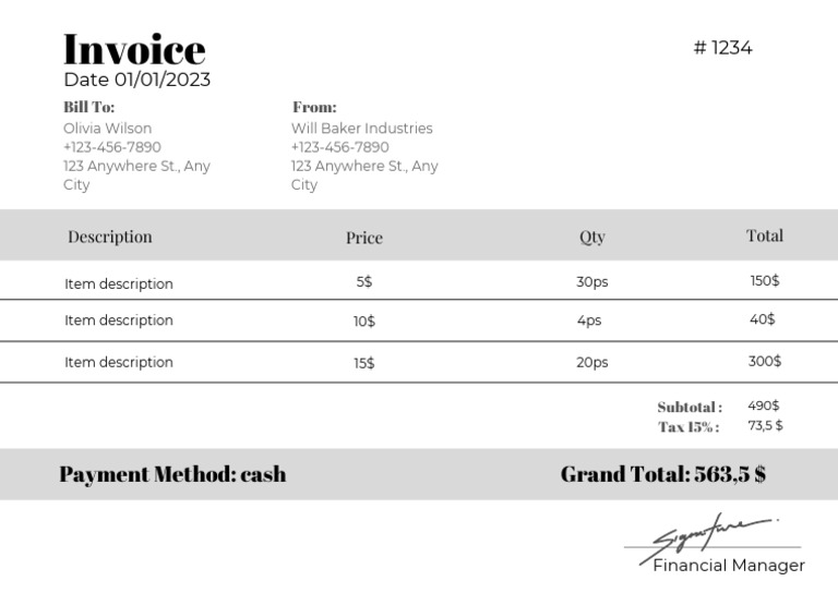 White Gray Simple Minimalist Invoice PDF | PDF