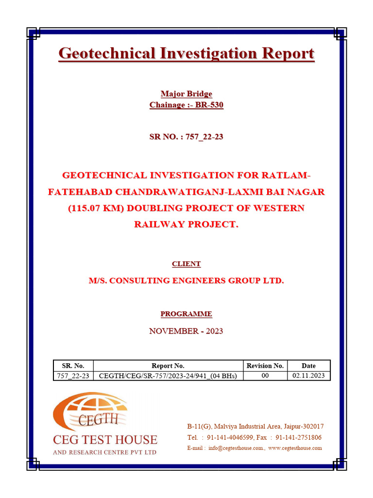 530 Ceg Test House PVT Geotech Report For Ratlam | PDF | Natural ...