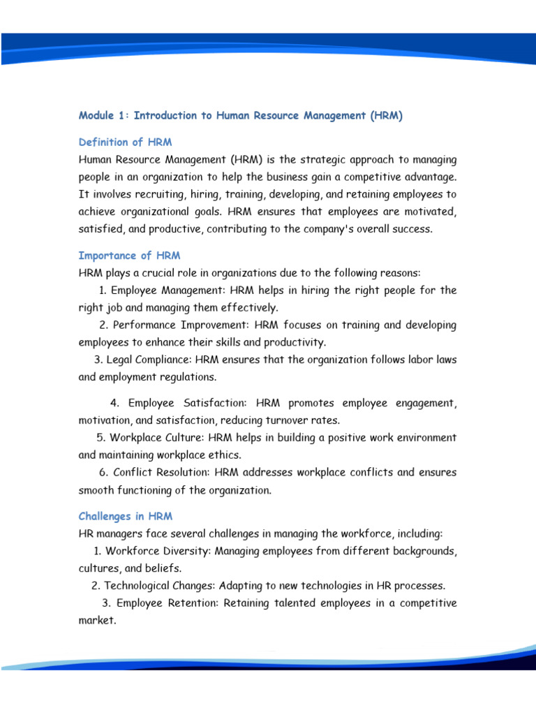 HRM Notes | PDF | Human Resource Management | Human Resources